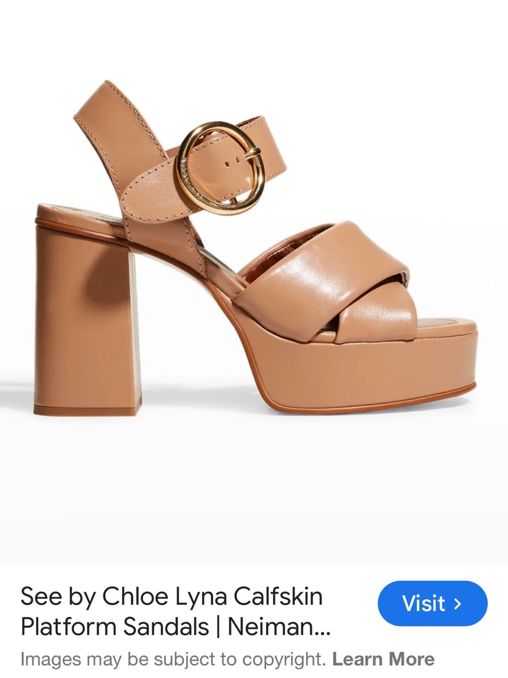 See by Chloé Nude Tan Calfskin Platform Sandals